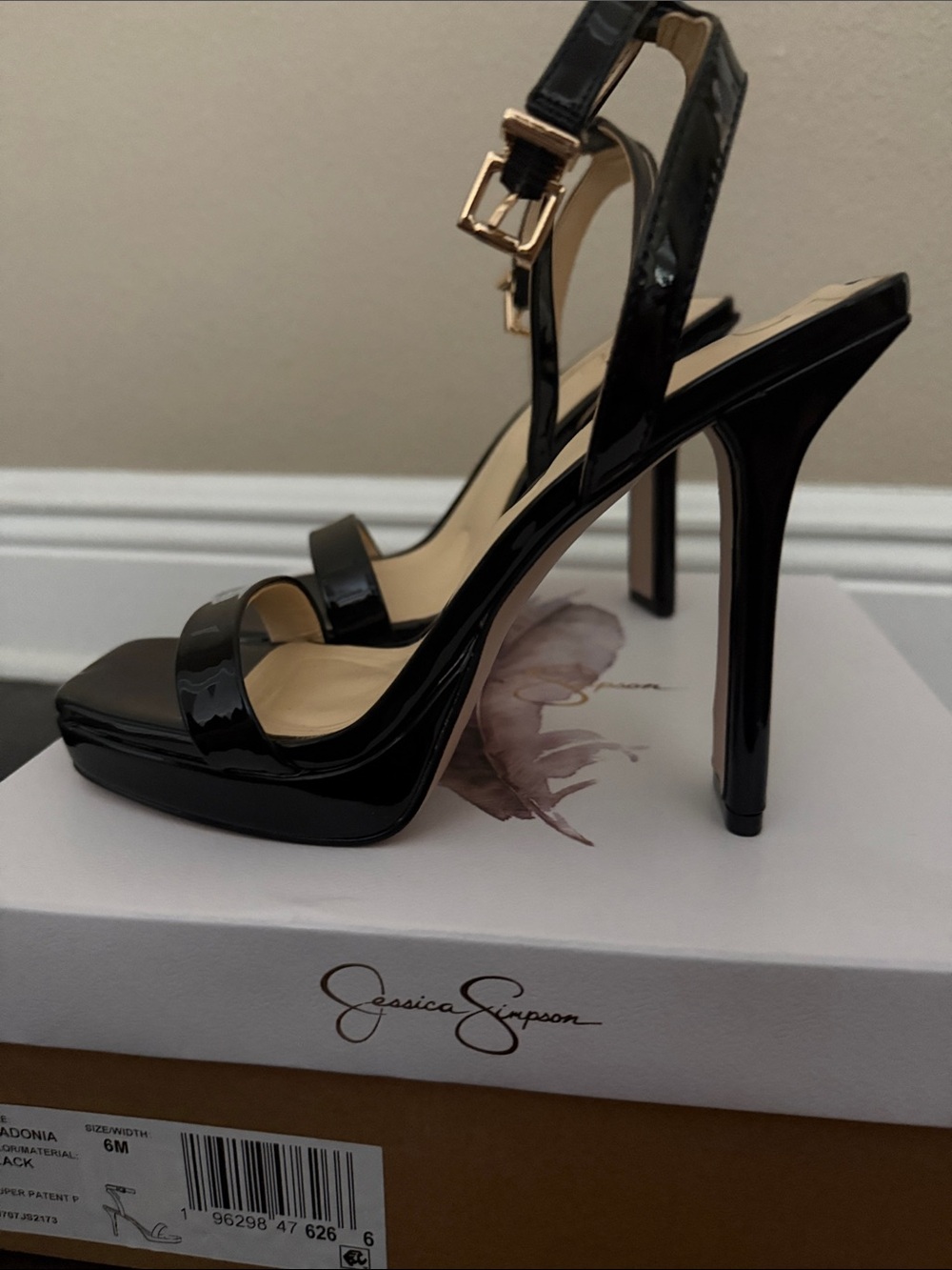 Jessica Simpson Black Patent Platform Slingback Sandals - Picture 5 of 13